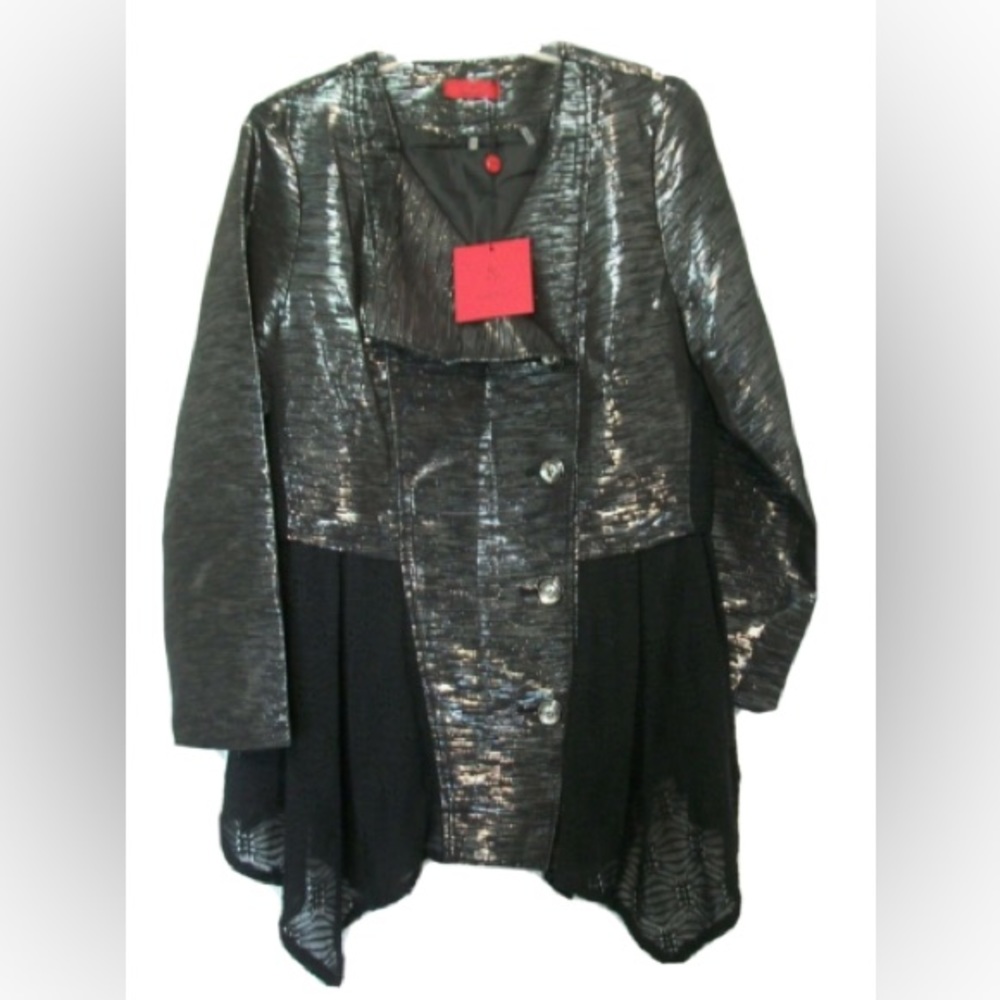 NWT Firmiana Black & Silver Metallic Jacket - Size L